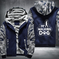 walking dog Fleece Hoodies Jacket