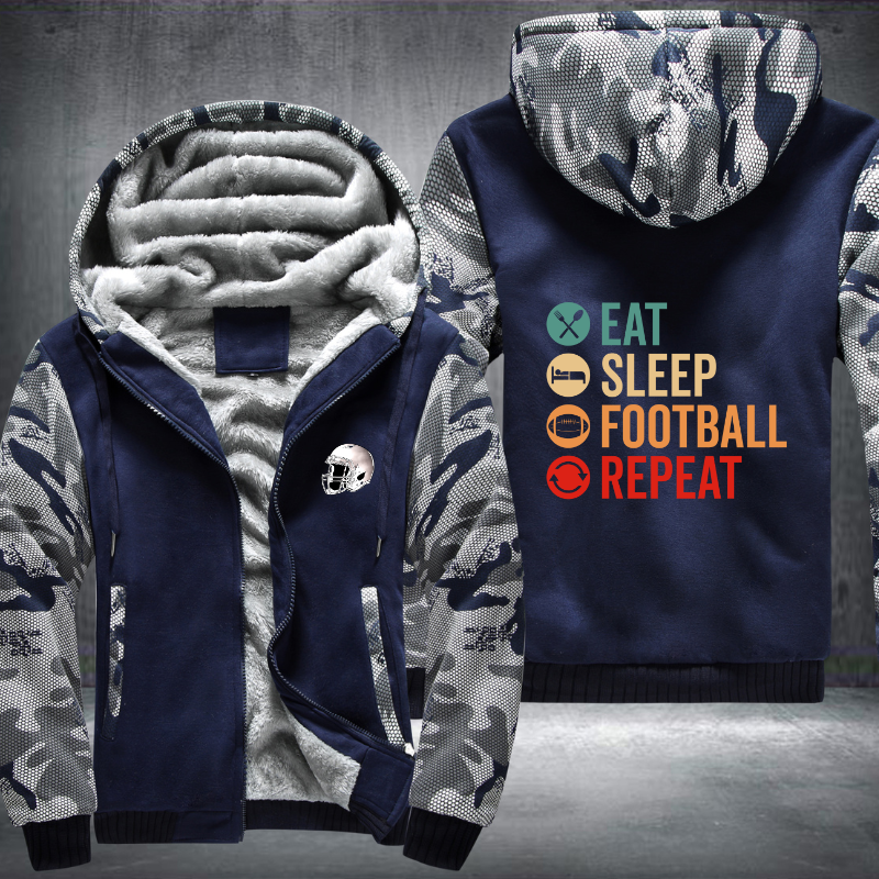 Eat Sleep Football Repeat Fleece Hoodies Jacket