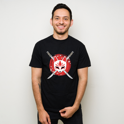Cherry Blossom Samurai Katana Sword Cotton Black Short Sleeve T-Shirt