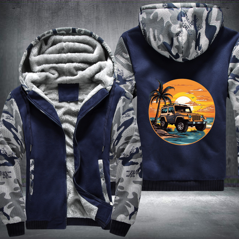 Off-Roading by the Ocean 4x4 car Fleece Hoodies Jacket