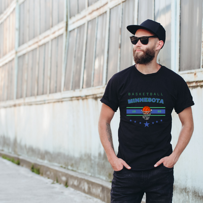 Basketball Minnesota 1989 Cotton Black Short Sleeve T-Shirt