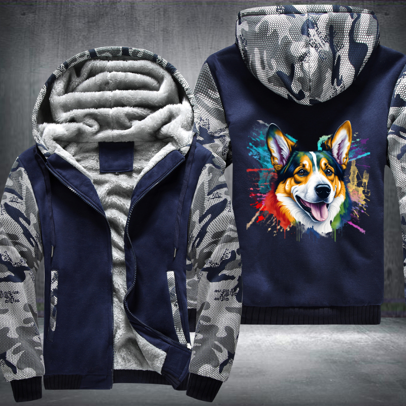 Rainbow Welsh Corgi dog Watercolour Fleece Hoodies Jacket