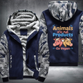 Animals Are Not Products Go Vegan Fleece Hoodies Jacket