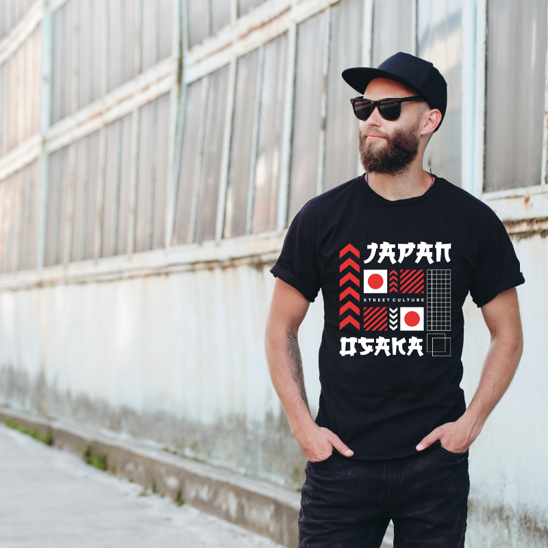 Japan Streetwear Street Culture Cotton Black Short Sleeve T-Shirt