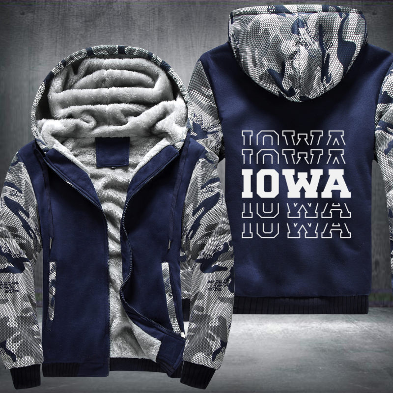 Patriotic USA State Iowa Fleece Hoodies Jacket