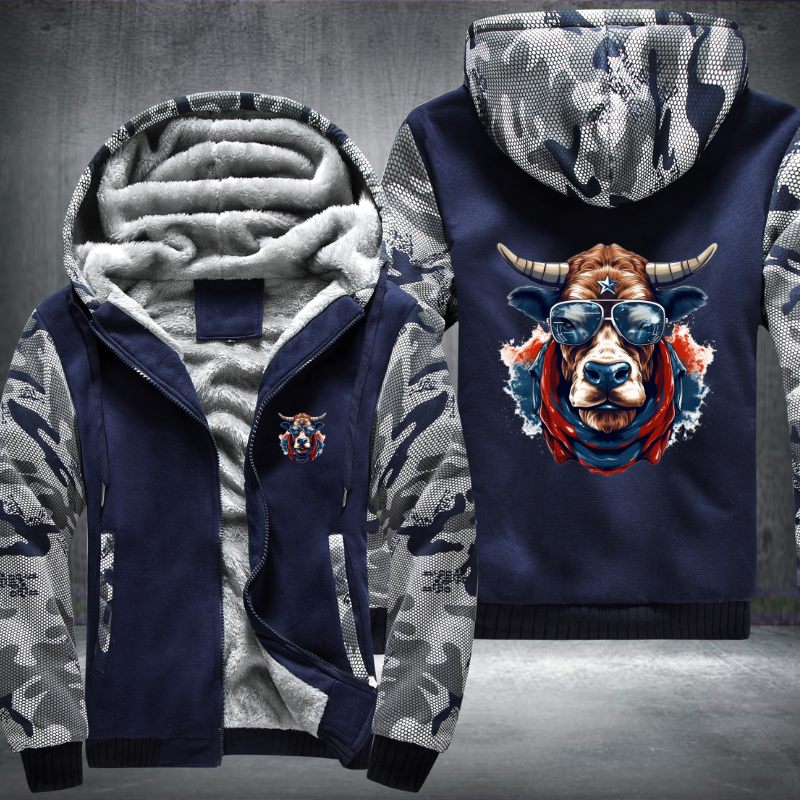 Animal Hiphop Graphic Funny Cow Bull Fleece Hoodies Jacket