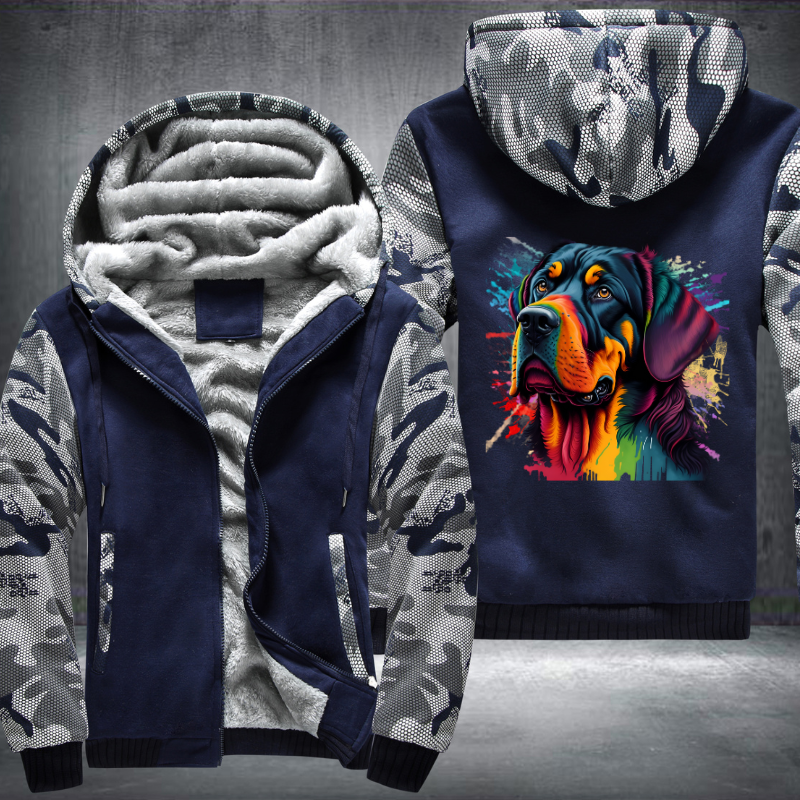 Rainbow Rottweiler dog Watercolour Fleece Hoodies Jacket