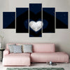 Love Heart Stars 5 Panels Painting Canvas Wall Decoration
