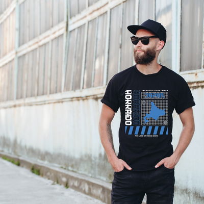 Japan Streetwear The Land Of Rising Snow Cotton Black Short Sleeve T-Shirt