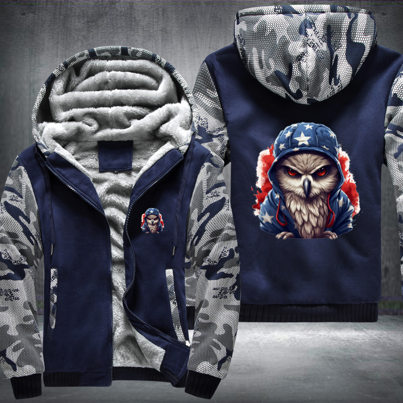 Animal Hiphop Graphic Owl Fleece Hoodies Jacket