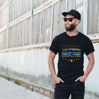 Football Los Angeles 1960 Cotton Black Short Sleeve T-Shirt
