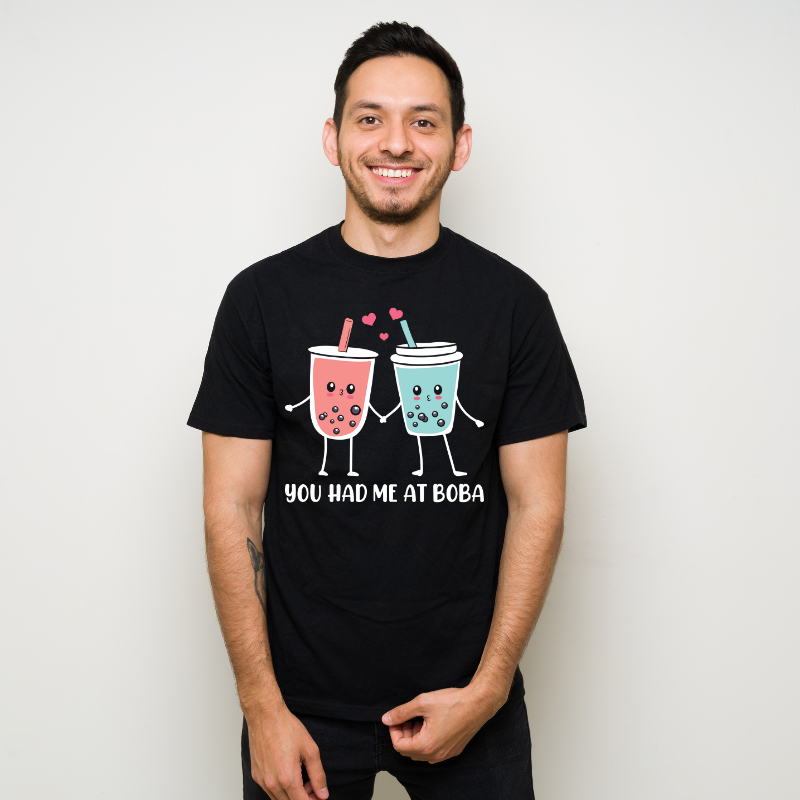 You Had Me At Boba Tea Tapioca Japanese Cotton Black Short Sleeve T-Shirt