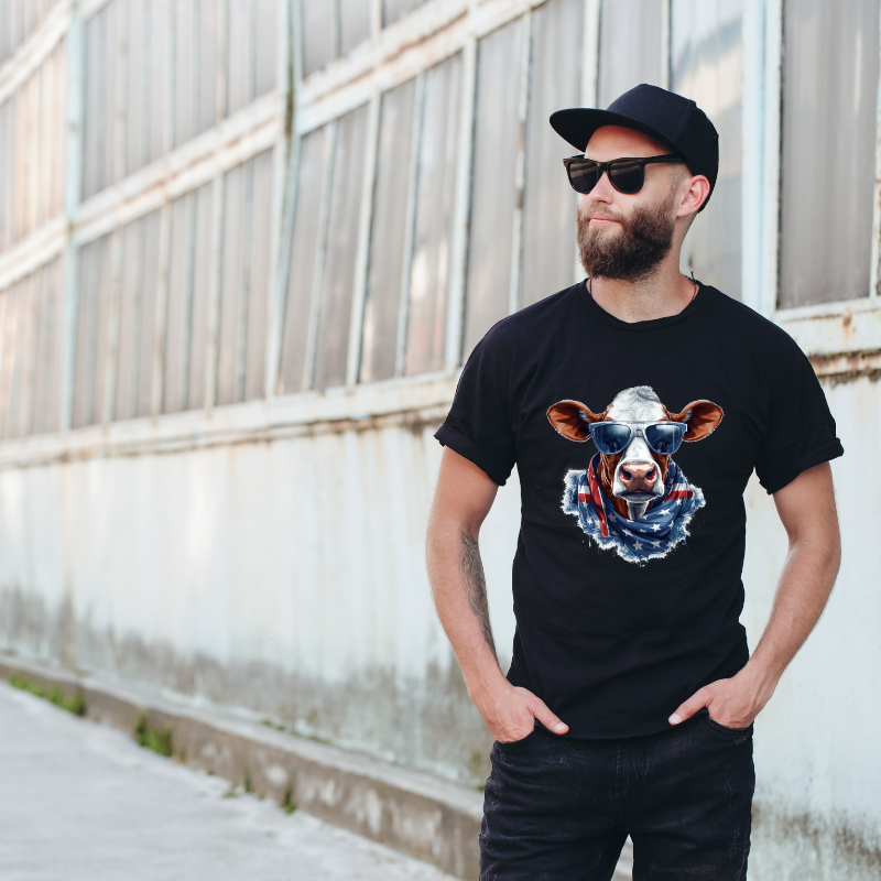 Animal Hiphop Graphic Funny Sunglasses Dog Cotton Black Short Sleeve T-Shirt