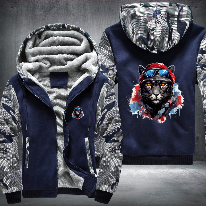 Animal Hiphop Graphic Black Tiger Fleece Hoodies Jacket