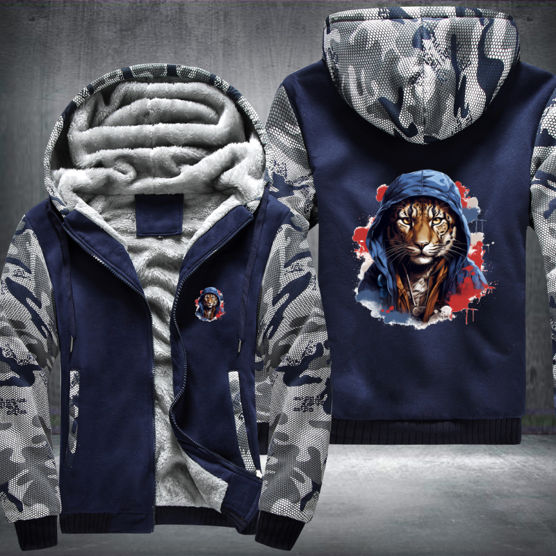 Animal Hiphop Graphic Tiger Fleece Hoodies Jacket
