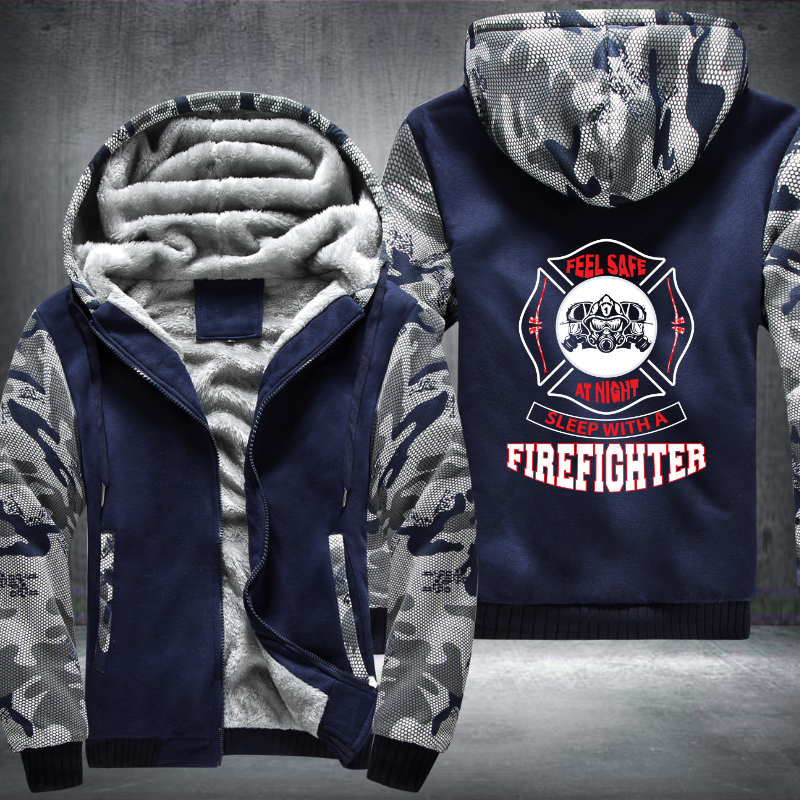 Feel Safe At Night Sleep With A Firefighter Fleece Hoodies Jacket