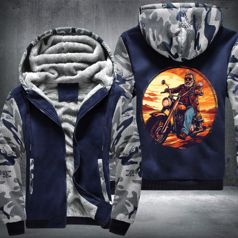 Grandpa Ride Motorcycle Design Fleece Hoodies Jacket