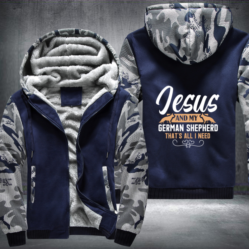 jesus and my german shepherd that s all i need Fleece Hoodies Jacket