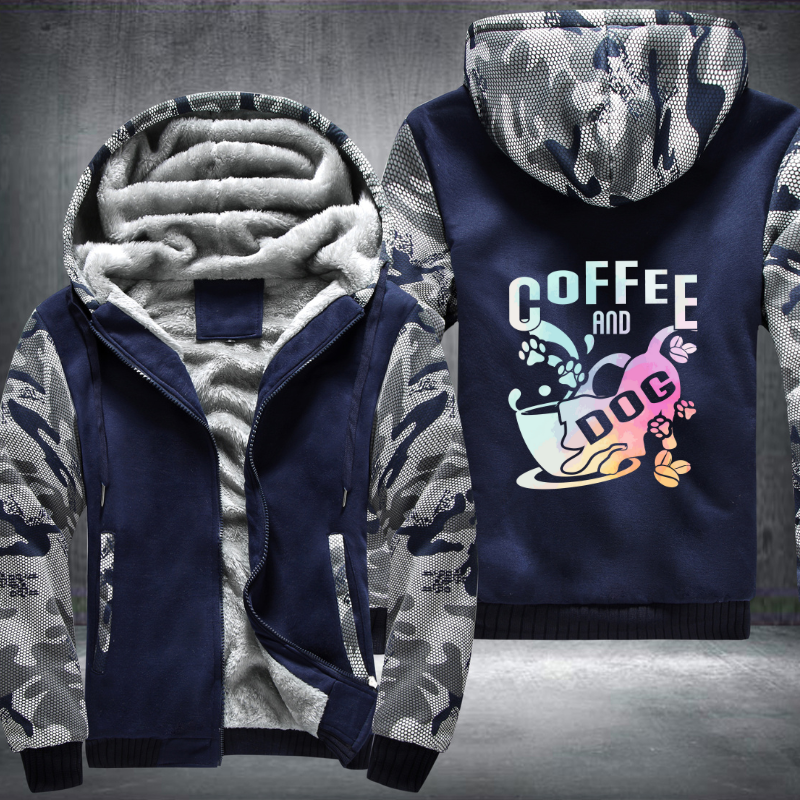 Coffee And Dog Fleece Hoodies Jacket