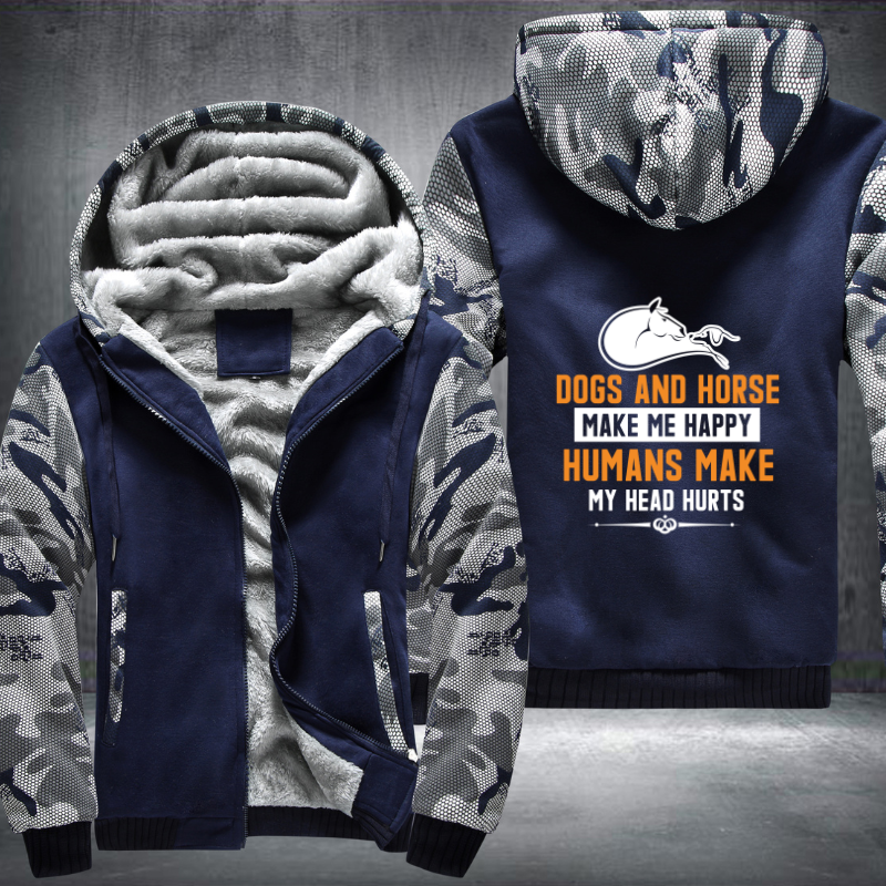 dogs and horse make me happy humans make my head hurts Fleece Hoodies Jacket