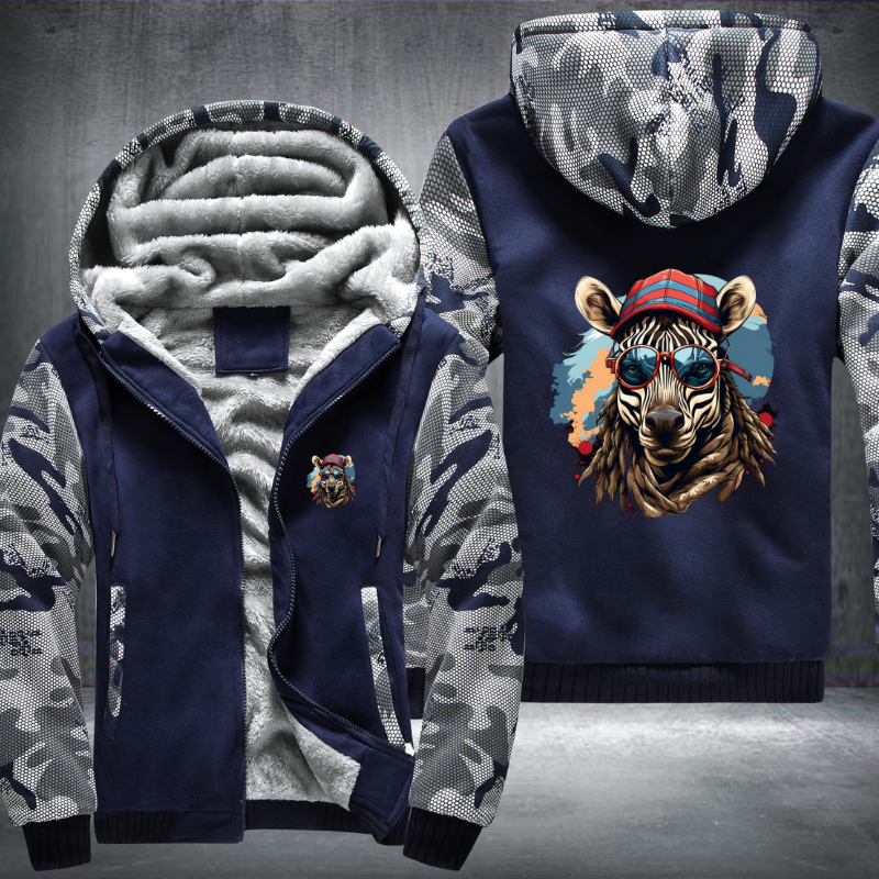 Animal Hiphop Graphic Funny Zebra Fleece Hoodies Jacket