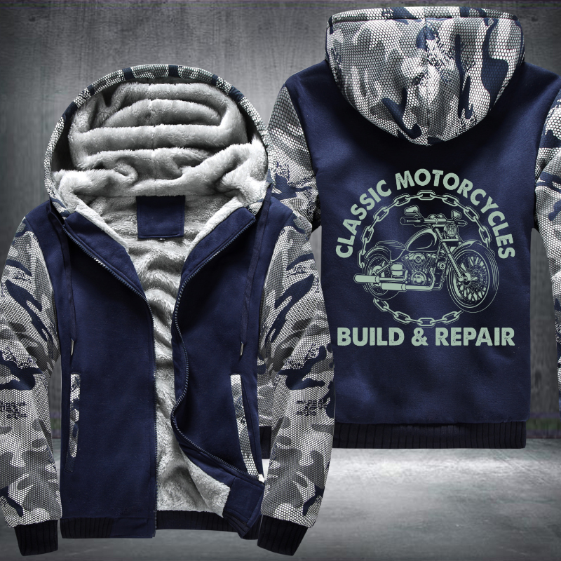 Classic Motorcycles Build Repair Fleece Hoodies Jacket