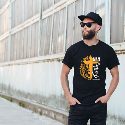 Man of God Jesus Cotton Black Short Sleeve T-Shirt