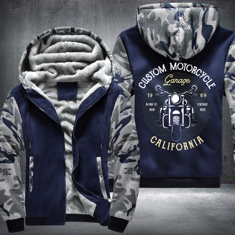 Custom Motorcycle Garage 1969 Fleece Hoodies Jacket