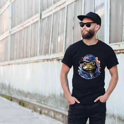 Animal Hiphop Graphic Flog Cotton Black Short Sleeve T-Shirt