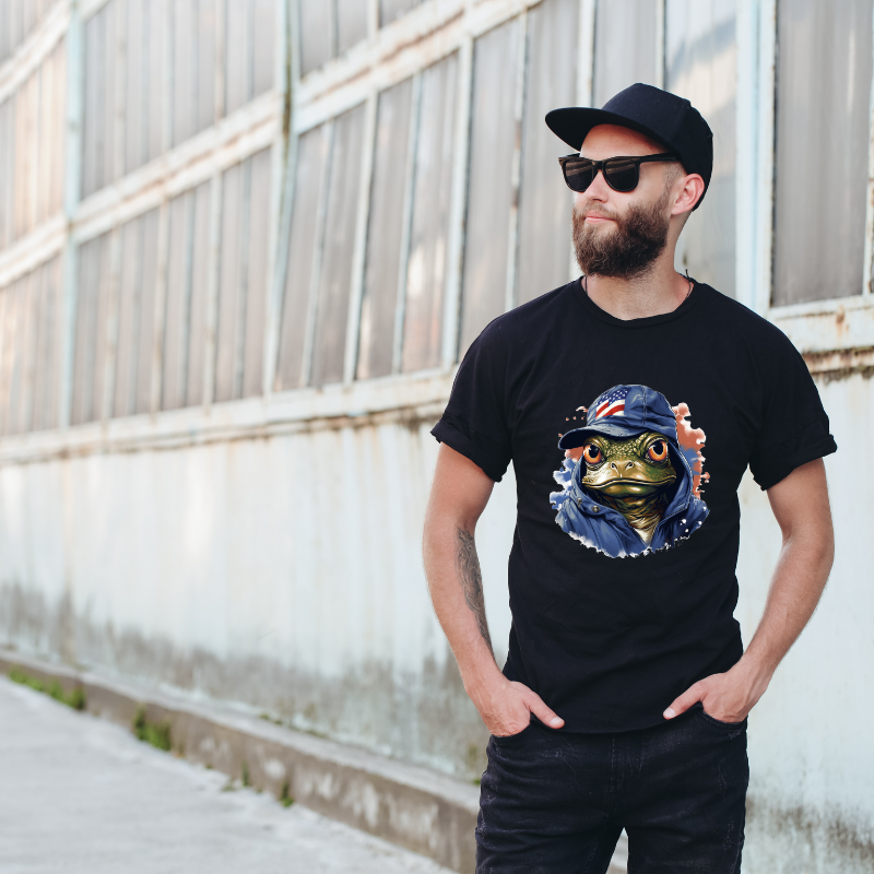 Animal Hiphop Graphic Flog Cotton Black Short Sleeve T-Shirt