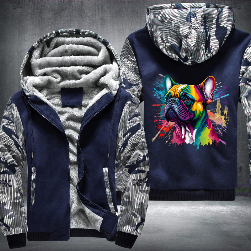 Rainbow cute French Bulldog Watercolour design Fleece Hoodies Jacket