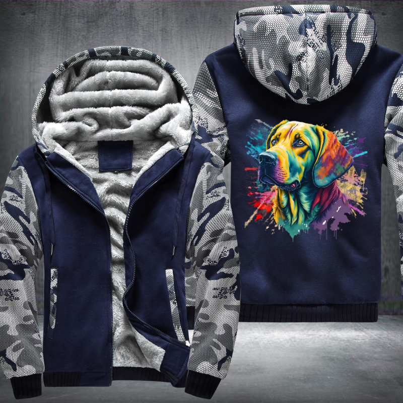 Rainbow Labrador Retriever Watercolour Fleece Hoodies Jacket