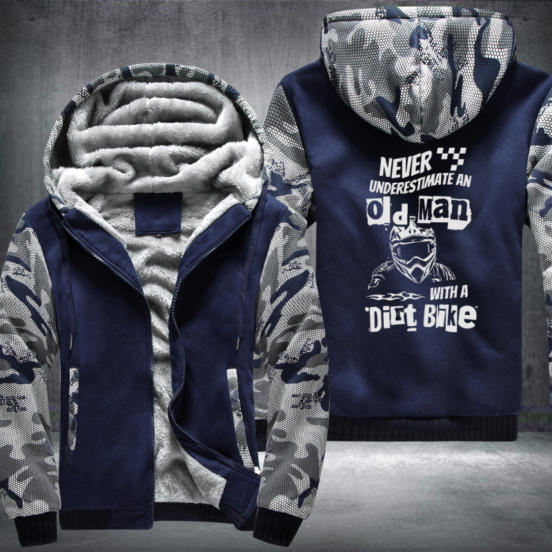 Never Underestimate An Old Man With A Dirt Bike Fleece Hoodies Jacket