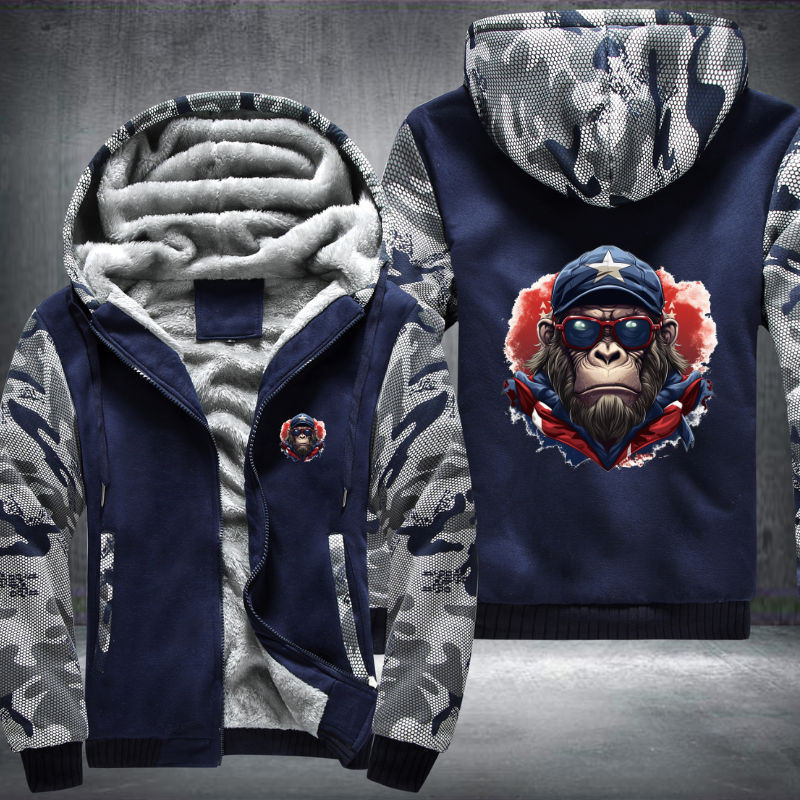 Animal Hiphop Graphic Ape Fleece Hoodies Jacket