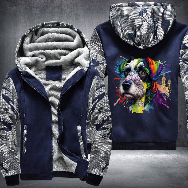 Rainbow Miniature Schnauzer dog Watercolour Fleece Hoodies Jacket