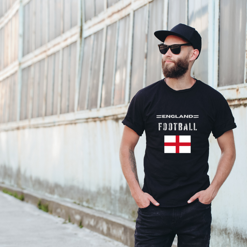 England Football Cotton Black Short Sleeve T-Shirt