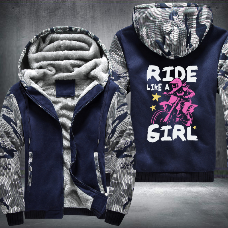 Ride Like A Girl Pattern Fleece Hoodies Jacket