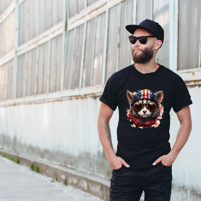 Animal Hiphop Graphic Funny Cotton Black Short Sleeve T-Shirt