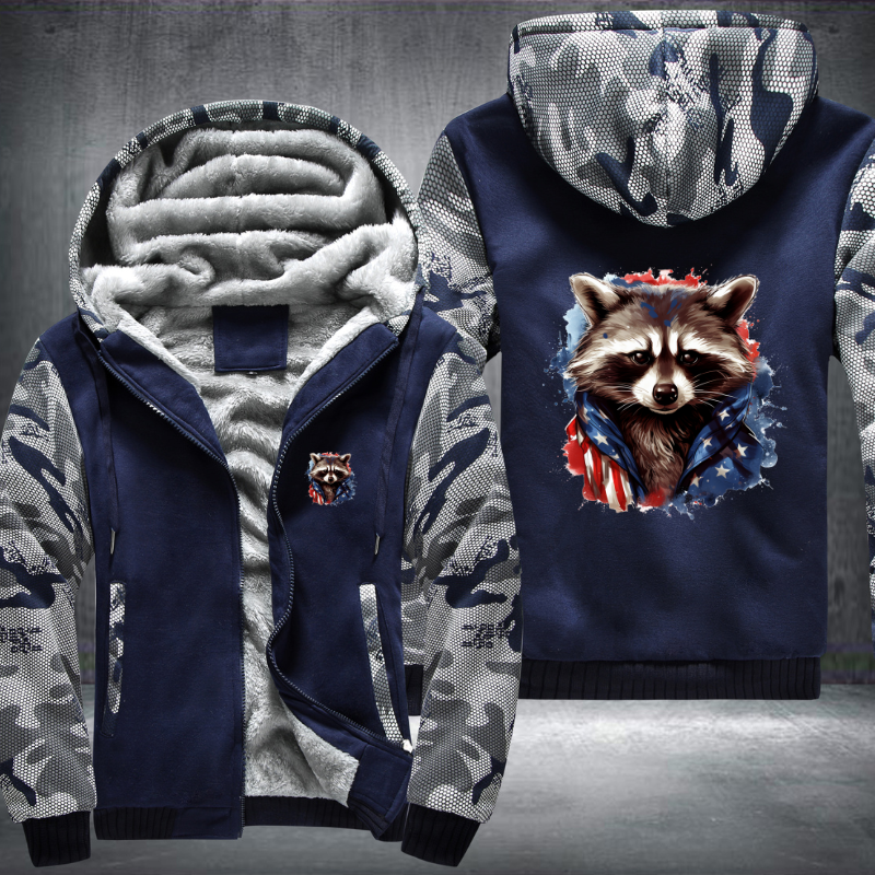 Animal Hiphop Graphic Funny Raccoon With Sunglasses Fleece Hoodies Jacket