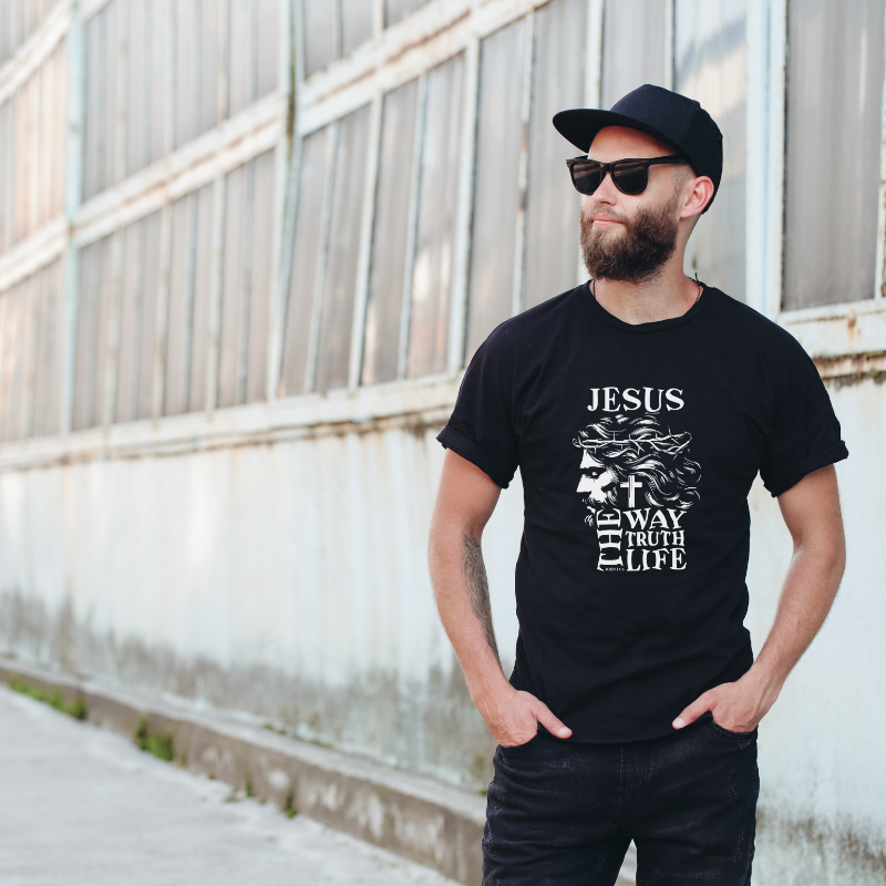 Jesus The Way Truth Life Cute Cotton Black Short Sleeve T-Shirt