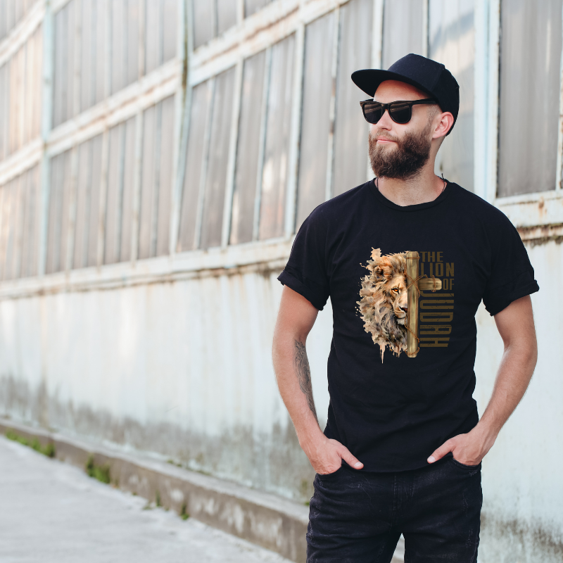 The Lion Of Judah Cotton Black Short Sleeve T-Shirt