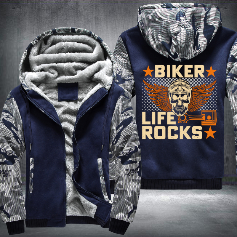 Biker Life Rocks Motorcycle Fleece Hoodies Jacket