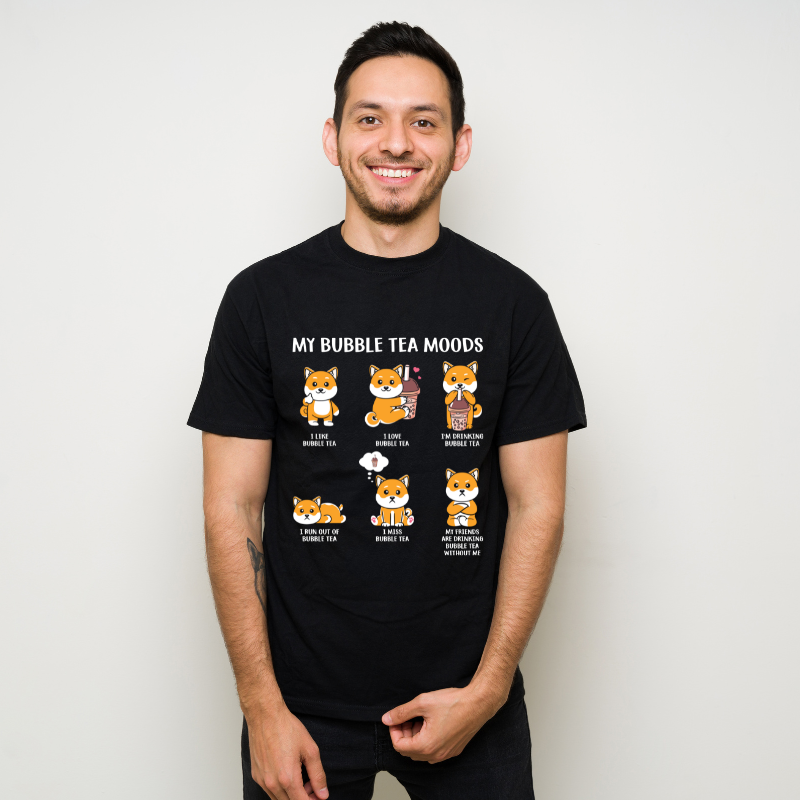 Shiba Inu Bubble Tea Boba Tea Gift Cotton Black Short Sleeve T-Shirt