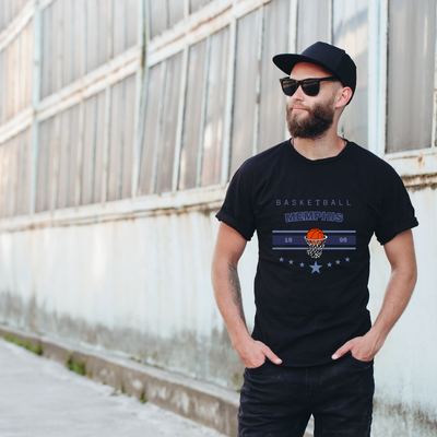 Basketball Memphis 1995 Cotton Black Short Sleeve T-Shirt