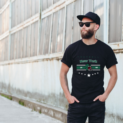 Football New York 1960 Cotton Black Short Sleeve T-Shirt
