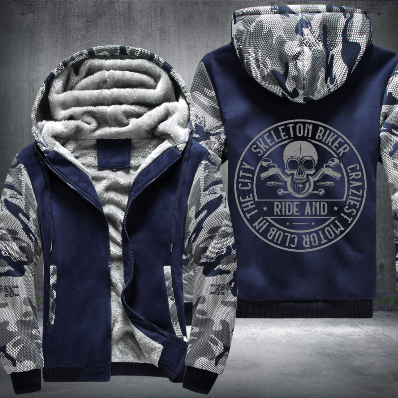 Skeleton Biker Fleece Hoodies Jacket