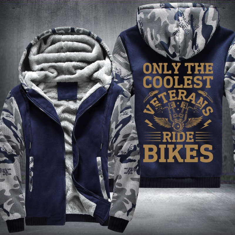 Only The Coolest Veterans Ride Bikes Fleece Hoodies Jacket
