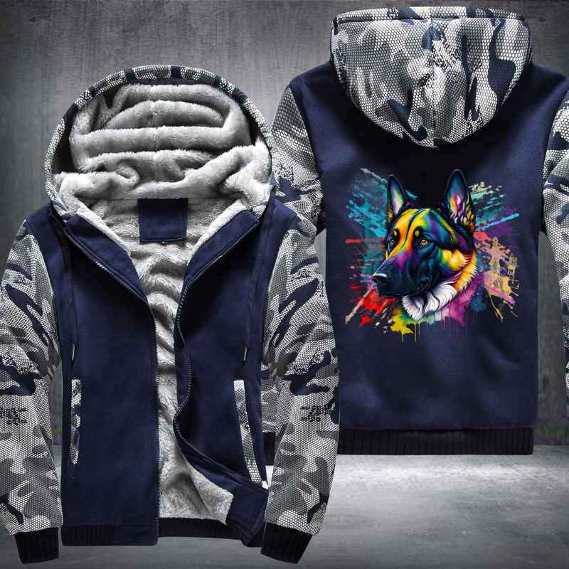 Rainbow German Shepherd Dog Watercolour design Fleece Hoodies Jacket