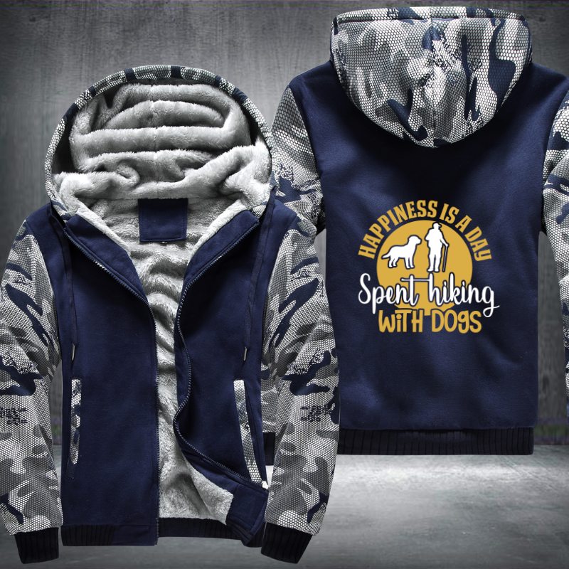 HAPPINESS IS A DAY SPENT HIKING WITH DOGS Fleece Hoodies Jacket