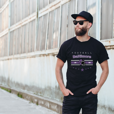 Football Baltimore 1996 Cotton Black Short Sleeve T-Shirt